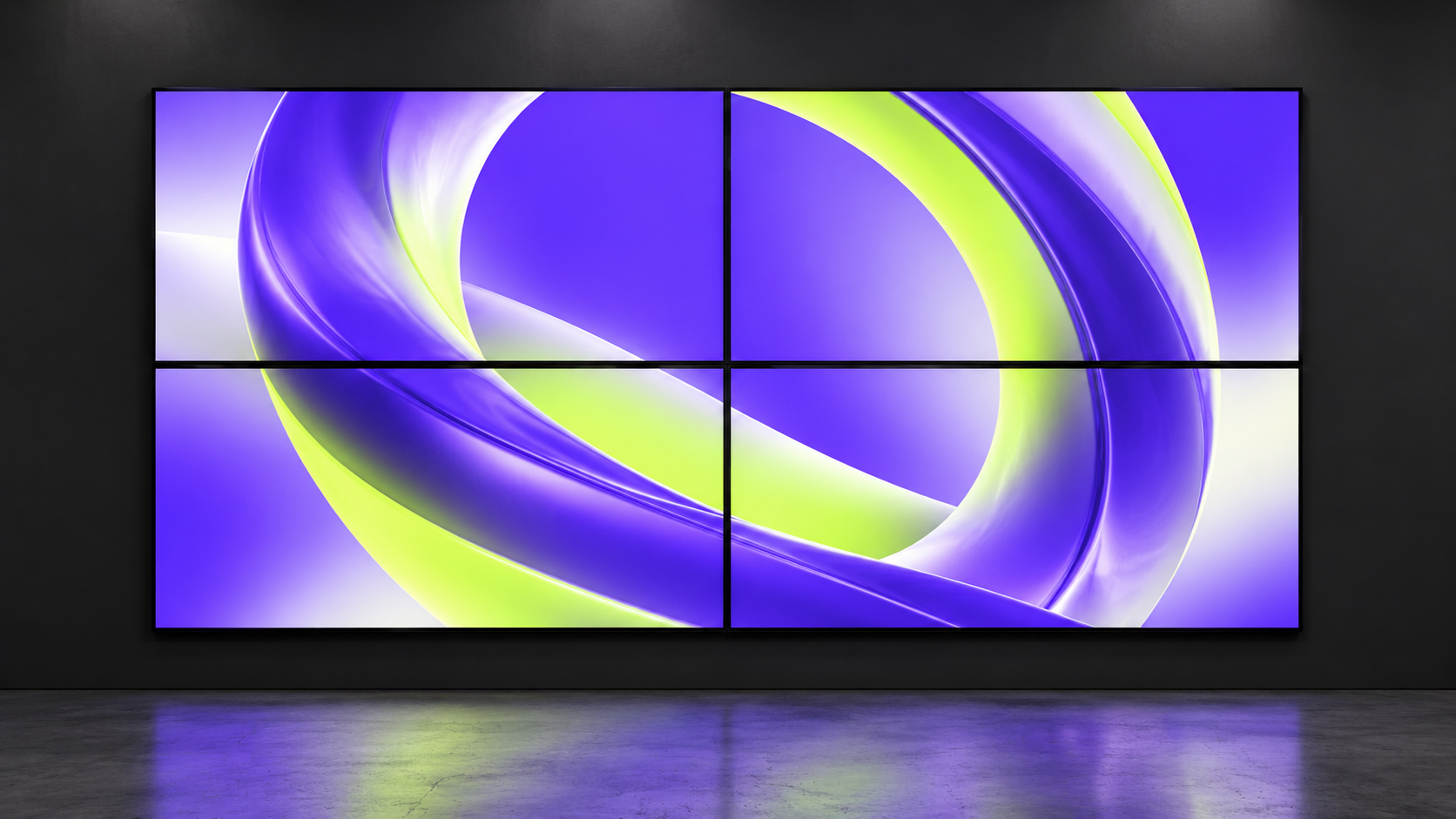Visualização conceitual de TVs de 85 polegadas integradas